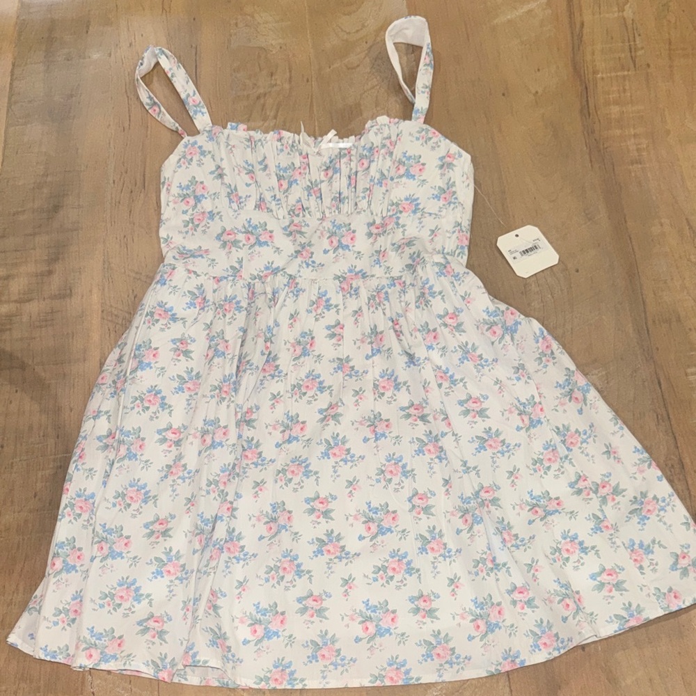 Altar’d state - White Floral Spaghetti-Strap  Dress